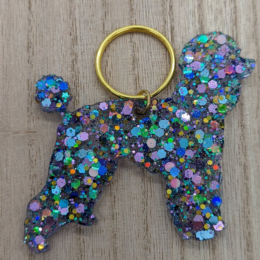 Poodle Glitter Keychains